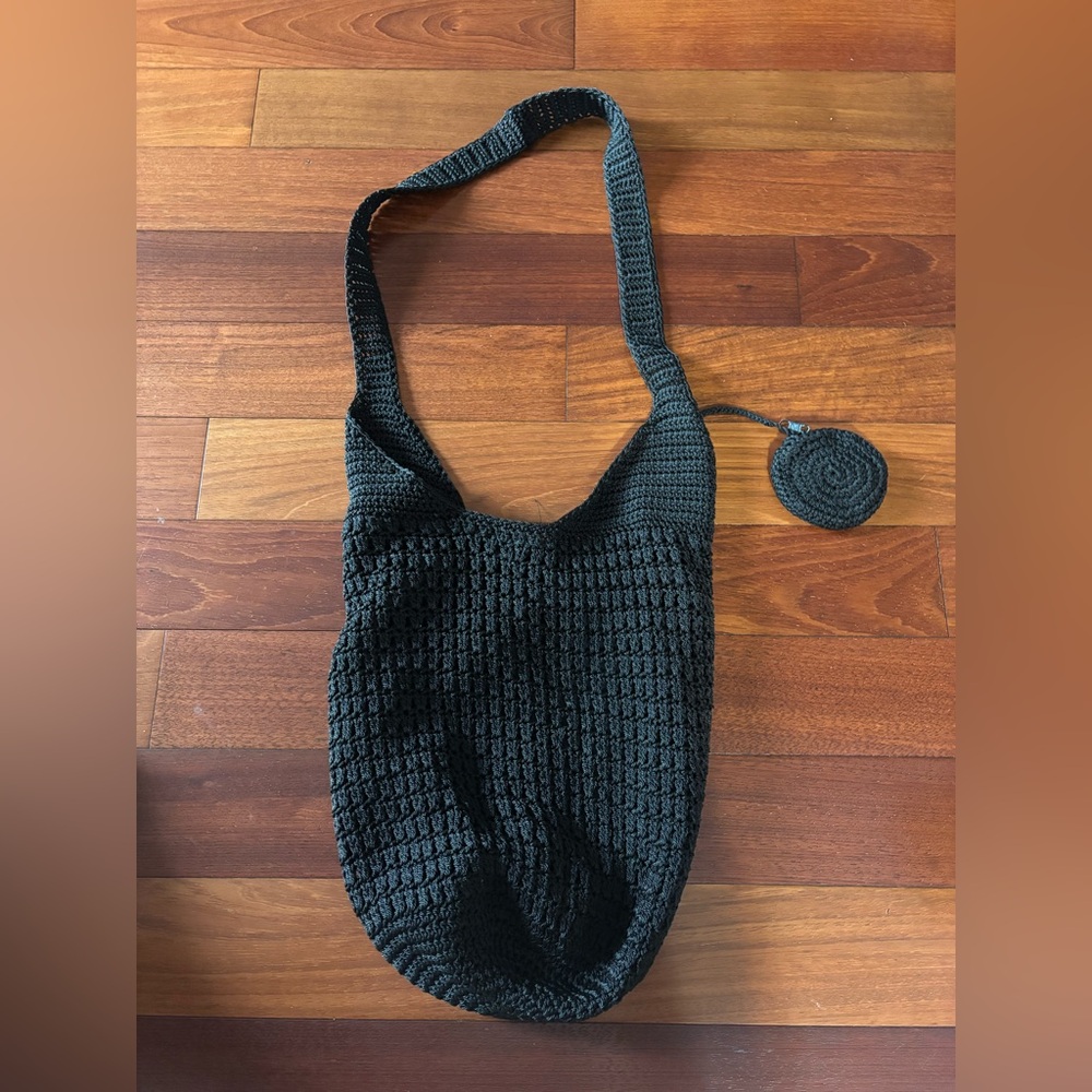 Black Crochet Shoulder Bag
